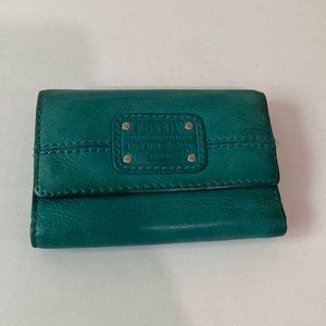 Fossil Green tri-fold wallet leather
